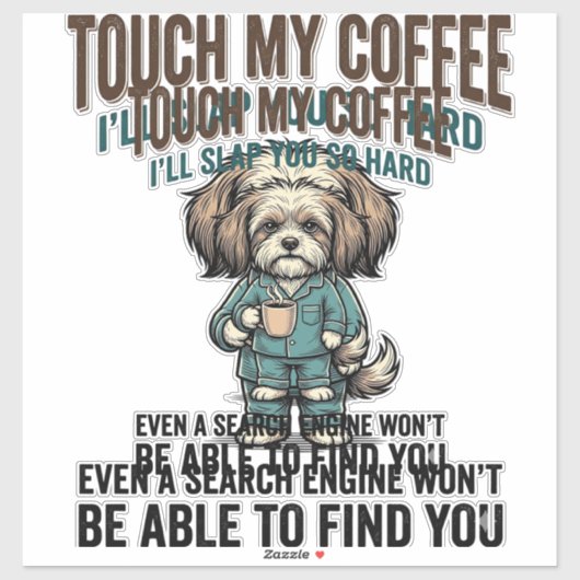 Grappige Hond Coffee Waarschuwing Vintage Gravure Sticker (Vel)