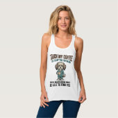 Grappige Hond Coffee Waarschuwing Vintage Gravure Tanktop (Volledige Voorkant)