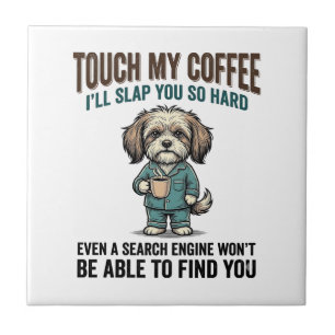 Grappige Hond Coffee Waarschuwing Vintage Gravure Tegeltje