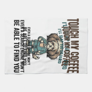 Grappige Hond Coffee Waarschuwing Vintage Gravure Theedoek