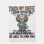 Grappige Hond Coffee Waarschuwing Vintage Gravure  Theedoek (Verticaal)
