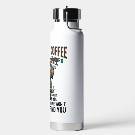 Grappige Hond Coffee Waarschuwing Vintage Gravure  Waterfles (Links)