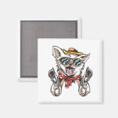 Grappige Hond Cowboy Magneet (Voorkant / Achterkant)