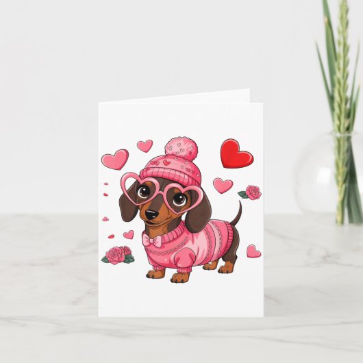 Grappige Hond Dachshund Valentijnshart Hond Liefhe Kaart (Voorkant)