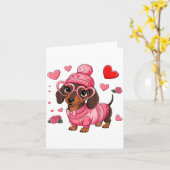 Grappige Hond Dachshund Valentijnshart Hond Liefhe Kaart (Gele Bloem)