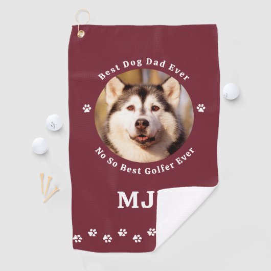 Grappige HOND DAD gepersonaliseerde foto Golfer Ro Golfhanddoek (Insitu)
