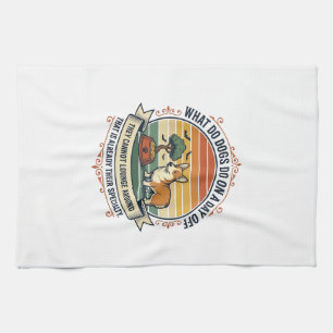 Grappige Hond Dagtijd Vintage Gravure Citaat Shirt Theedoek