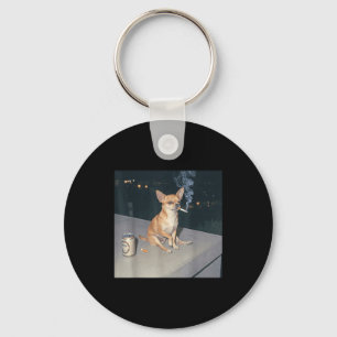 Grappige hond die chihuahua-meme sigaret bier Fu r Sleutelhanger