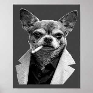 Grappige Hond die Sigaret Rookt Chihuahua Meme Hum Poster
