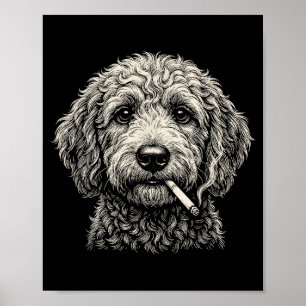 Grappige hond die sigaret rookt Golden Doodle Poster