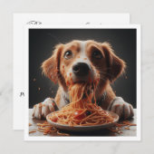 Grappige hond diner uitnodiging, hond verjaardag kaart (Voorkant / Achterkant)