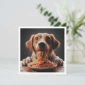 Grappige hond diner uitnodiging, hond verjaardag kaart (Staand voorkant)