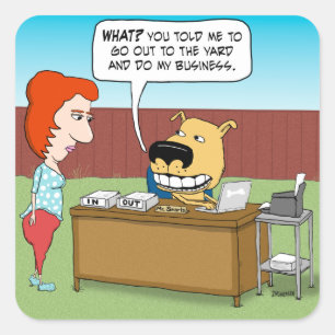 Grappige hond doet zijn zaken vierkante sticker