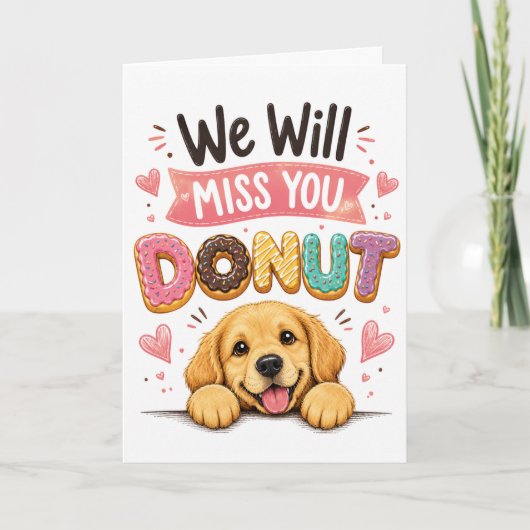 Grappige Hond Donut Afscheids Cadeau Collega Pensi Kaart (Voorkant)