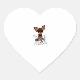 Grappige Hond Dragen Zonnebril Spelen Drummer Hart Sticker
