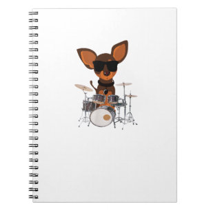 Grappige Hond Dragen Zonnebril Spelen Drummer Notitieboek