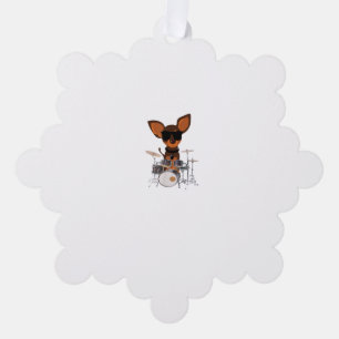 Grappige Hond Dragen Zonnebril Spelen Drummer Ornament Kaart