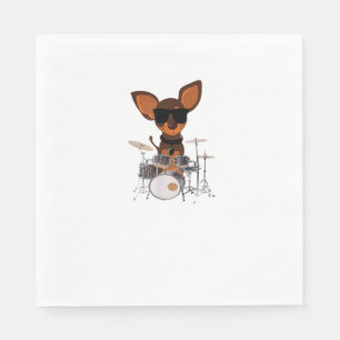 Grappige Hond Dragen Zonnebril Spelen Drummer Servet