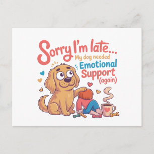 Grappige Hond Emotionele Steun Cartoon Kunst Briefkaart