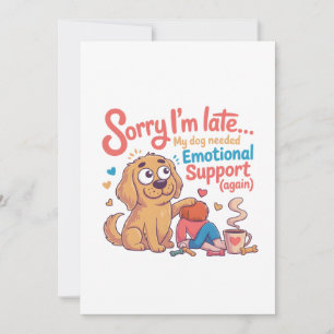 Grappige Hond Emotionele Steun Cartoon Kunst Feestdagenkaart