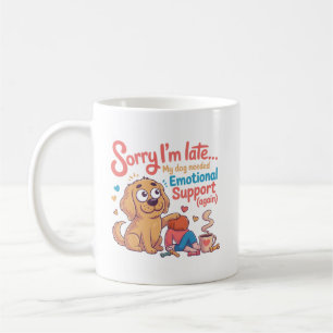 Grappige Hond Emotionele Steun Cartoon Kunst Koffiemok