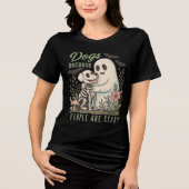 Grappige Hond en Geest Halloween Tri-Blend Shirt (Voorkant)