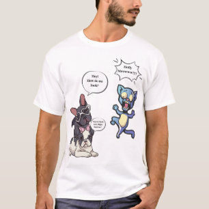 Grappige Hond en Kat Cartoon – Schattige Franse Bu T-shirt