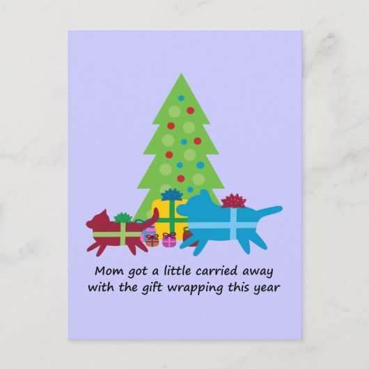 Grappige hond en kat kerstcadeaus feestdagenkaart (Voorkant)