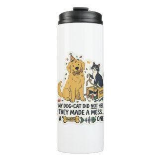 Grappige Hond en Kat Liefhebber Thermische Tumbler Thermosbeker