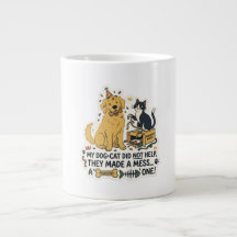 Grappige Hond en Kat Rommelige Cute Huisdier Illus