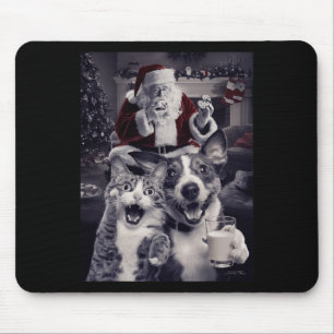 Grappige hond en kat selfie met kerstmis muismat