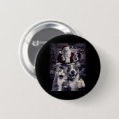 Grappige hond en kat selfie met kerstmis ronde button 5,7 cm (Voorkant /achterkant)