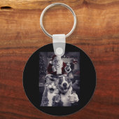 Grappige hond en kat selfie met kerstmis sleutelhanger (Voorkant)