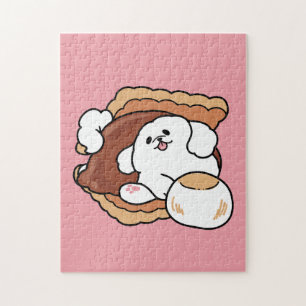 Grappige Hond en S'more Design – Kawaii Huisdierli Legpuzzel