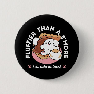 Grappige Hond en S'more Design – Kawaii Huisdierli Ronde Button 5,7 Cm
