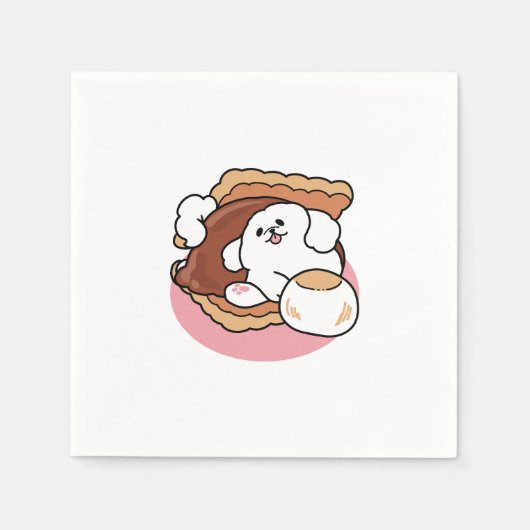 Grappige hond en S'more Design - Kawaii Pet Lover  Servet (Voorkant)