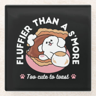 Grappige hond en S'more-ontwerp – Kawaii huisdierl Glazen Onderzetter
