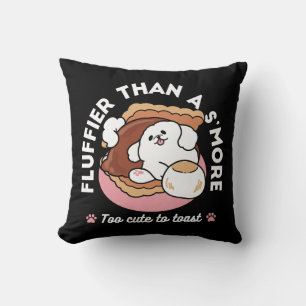 Grappige hond en S'more-ontwerp – Kawaii huisdierl Kussen