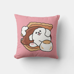 Grappige hond en S'more-ontwerp – Kawaii huisdierl Kussen