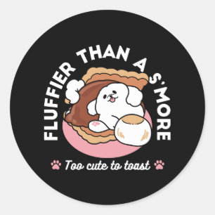 Grappige hond en S'more-ontwerp – Kawaii huisdierl Ronde Sticker
