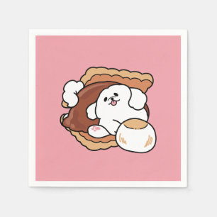 Grappige hond en S'more-ontwerp – Kawaii huisdierl Servet