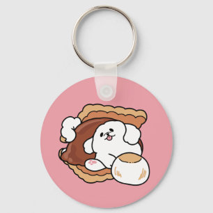 Grappige hond en S'more-ontwerp – Kawaii huisdierl Sleutelhanger