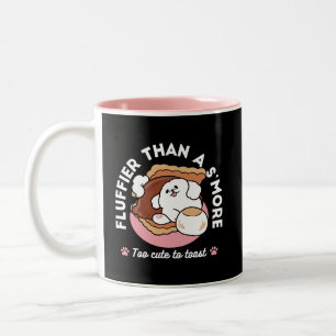 Grappige hond en S'more-ontwerp – Kawaii huisdierl Tweekleurige Koffiemok
