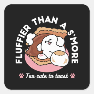 Grappige hond en S'more-ontwerp – Kawaii huisdierl Vierkante Sticker