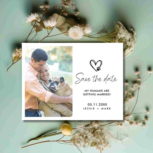 Grappige Hond Foto Bruiloft Save the Date Aankondigingskaart