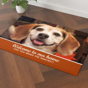 Grappige hond foto heb je snacks welkomstroest deurmat