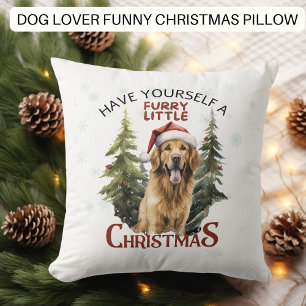 Grappige hond Furry Little Christmas Kussen