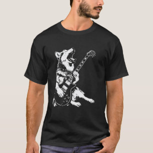 Grappige Hond Gitarist Gitaar - Alaskan Husky Vade T-shirt