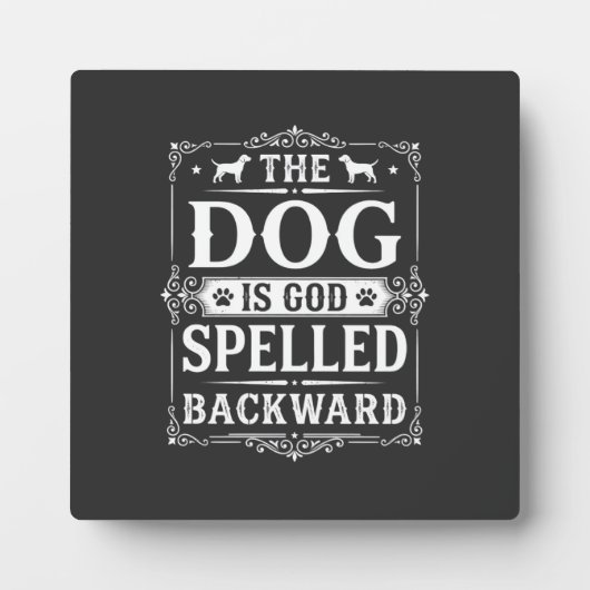 Grappige Hond God Omgekeerd Geschreven Fotoplaat (Voorkant)