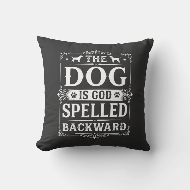 Grappige Hond God Omgekeerd Geschreven Kussen (Voorkant)